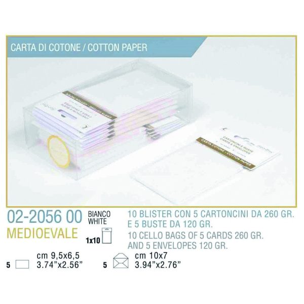 Biglietto +busta 5pz 11x7cm medievale carta cotone Fashion